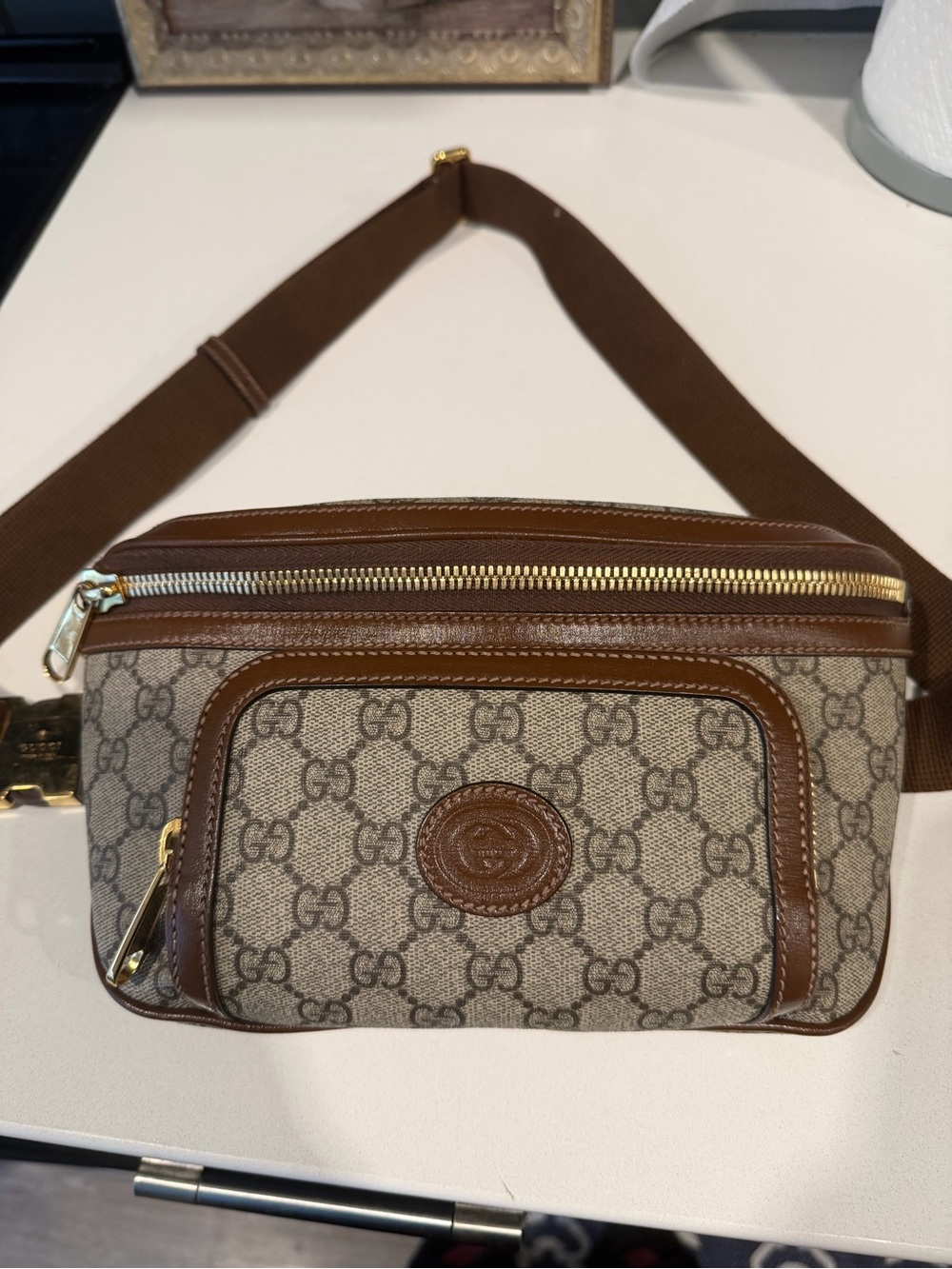 Gucci GG Supreme Canvas Monogram  Belt Bag Style 733240 great condition w/ Tags